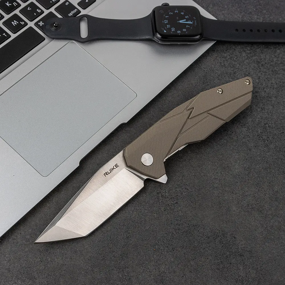 Ніж складаний туристичний Ruike P138-W, (9 см) 14C28N / G10 бежевий - фото 15