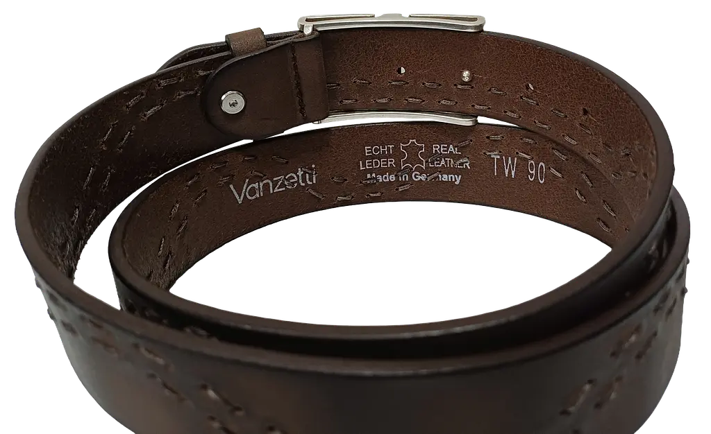 Ремінь жіночий шкіряний Vanzetti RMT320 дизайнерський вінтажний 3.3 см Темно-коричневий - фото 8