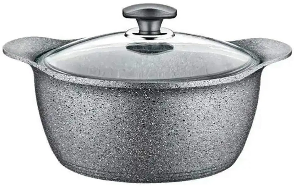 Каструля зі скляною кришкою O.M.S. Collection 3120 з гранітним покриттям 22 см 3.7 л Сірий (Туреччина) - фото 8