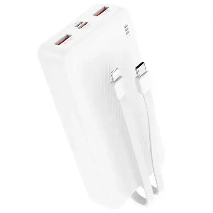 Powerbank BOROFONE BJ57A зі швидким заряджанням 22.5W 20000 mAh + кабелі Type-C/Lightning Білий - фото 2