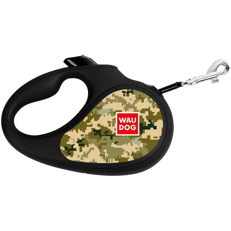 Повідець-рулетка для собак Waudog R-leash, малюнок "Мілітарі", L, до 50 кг, 5 м, світловідбиваюча стрічка - фото 2