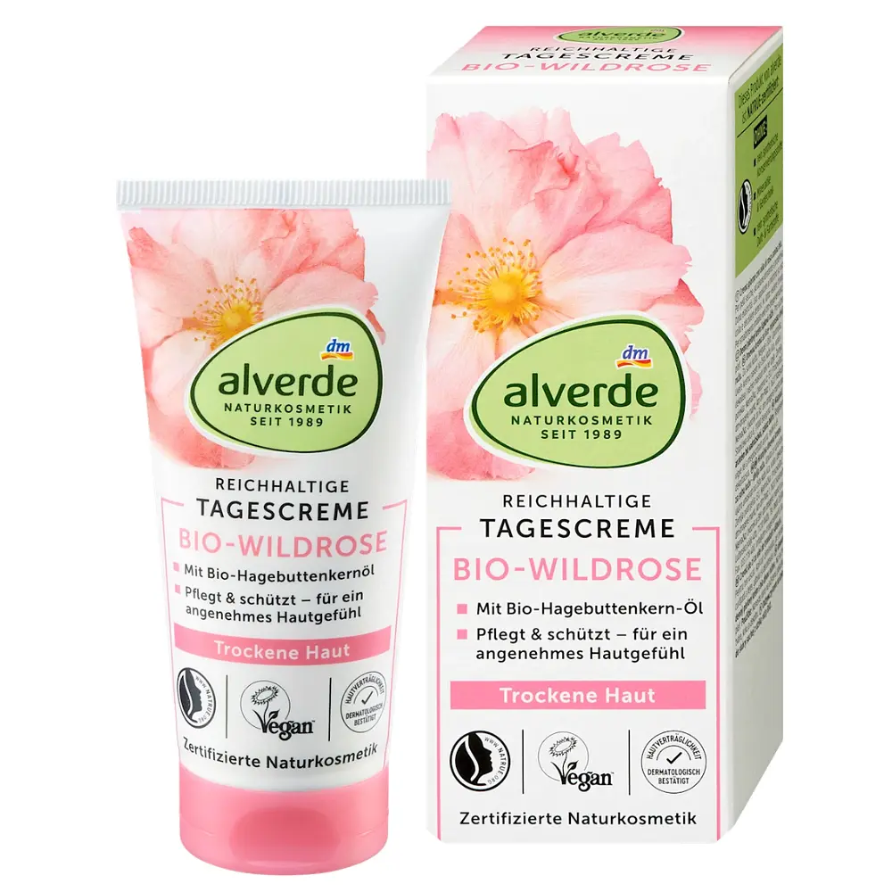 Денний крем для обличчя Alverde Naturkosmetik Q10 з органічною дикою трояндою 50 мл