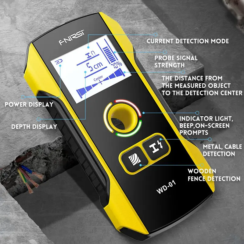 Детектор прихованої проводки FNIRSI WD-01 yellow - фото 8