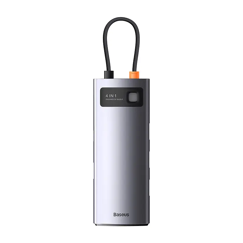 USB-хаб Baseus Metal Gleam Series 4-in-1 Multifunctional Type-C HUB Docking Сірий(Type-C to USB3). 0x4)