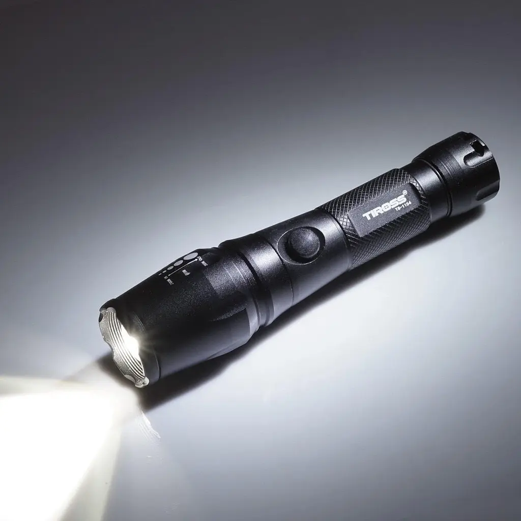 Фонарь ручной аккумуляторный Tiross TS 1154 до 500 м, 4 режима работы, водонепроницаемый 1 шт. черный (TS 1154) - фото 3