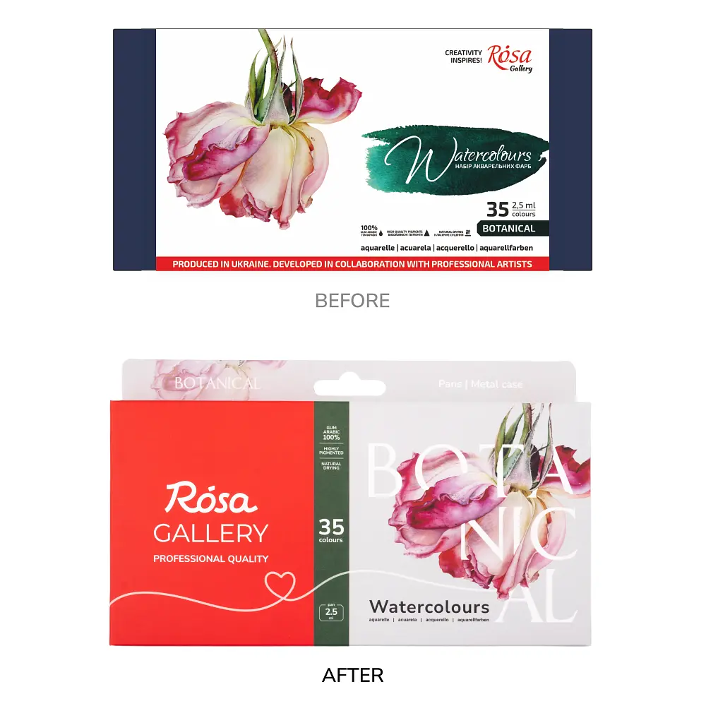 Набір акварельних фарб Botanical 35х2,5 мл кювета, металевий пенал Індіго ROSA Gallery (4823098540724) - фото 5