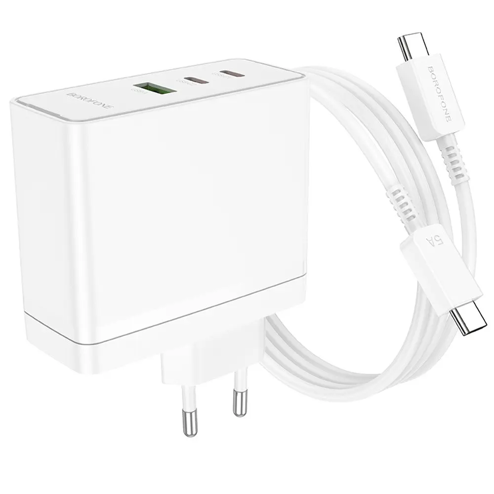 Зарядний пристрій Borofone BN11 USB/2 Type-C PD 100W білий + кабель Type-C to Type-C - фото 7