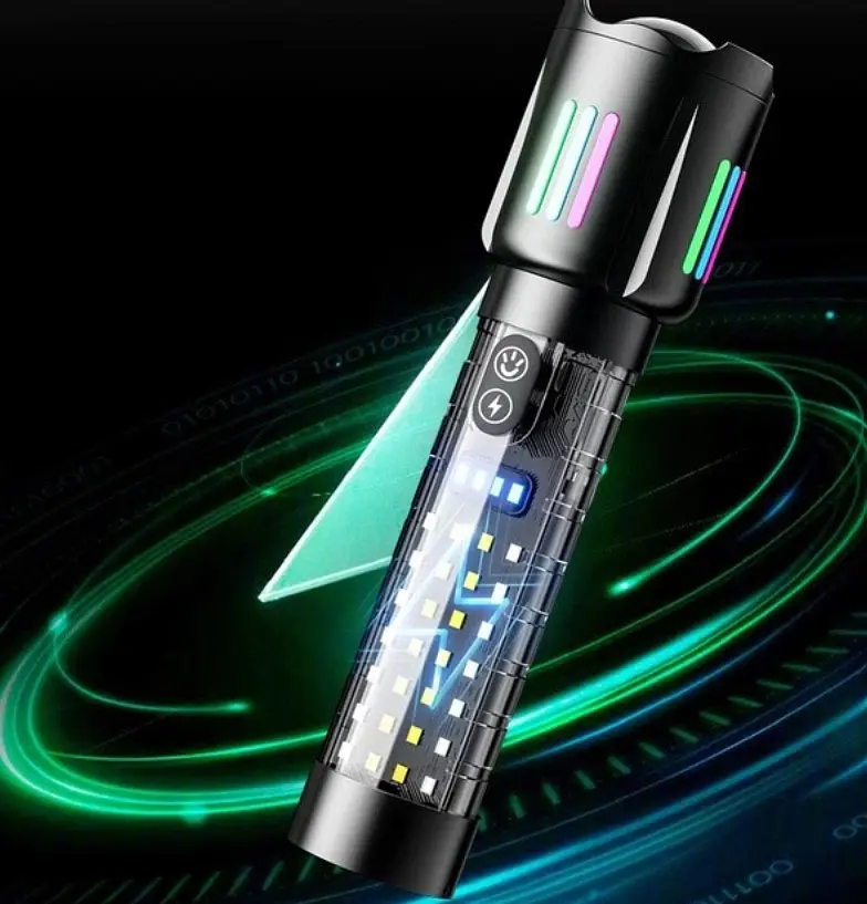 Ліхтар ручний акумуляторний COBA CB-519D Світлодіодний ручний ліхтарик із підсвіткою 5 режимів роботи з індикатором заряду Чорний - фото 8