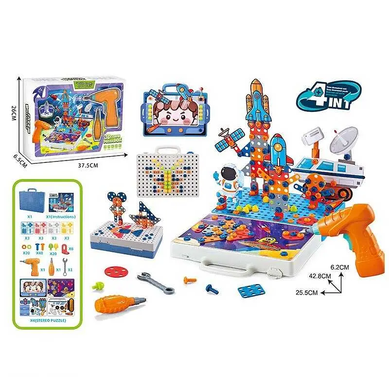 Мозаїка A-Toys Космос у валізі з електричним шурупокрутом та викруткою 3169-5 - фото 2