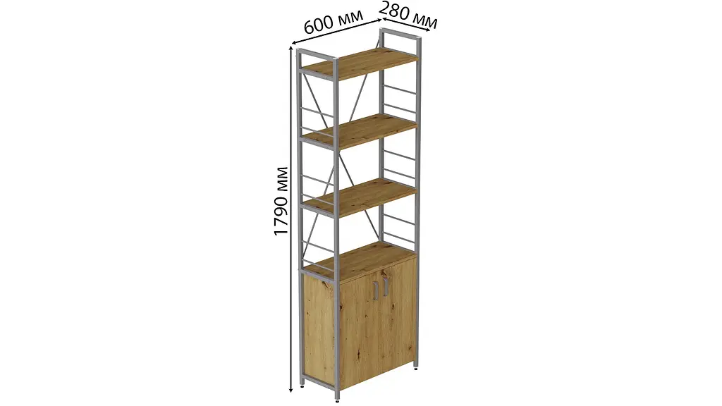 Етажерка 4/60 Ferrum-decor Серії Конект з тумбою 179x60x28 Сірий ДСП Артізан (FRD-102482) - фото 3