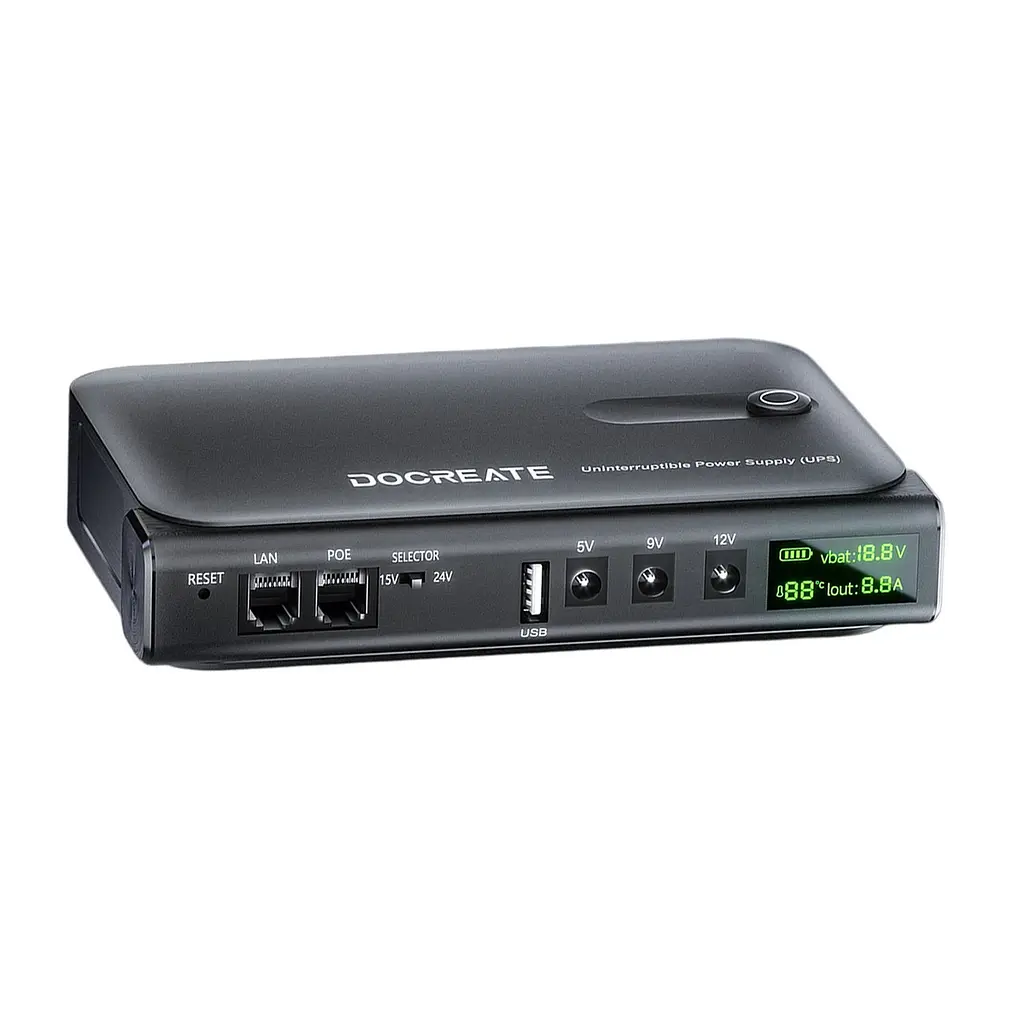 Безперебійник для роутерів UPS 36W Docreate DC1036L POE USB 3xDC (5/9/12V) без АКБ
