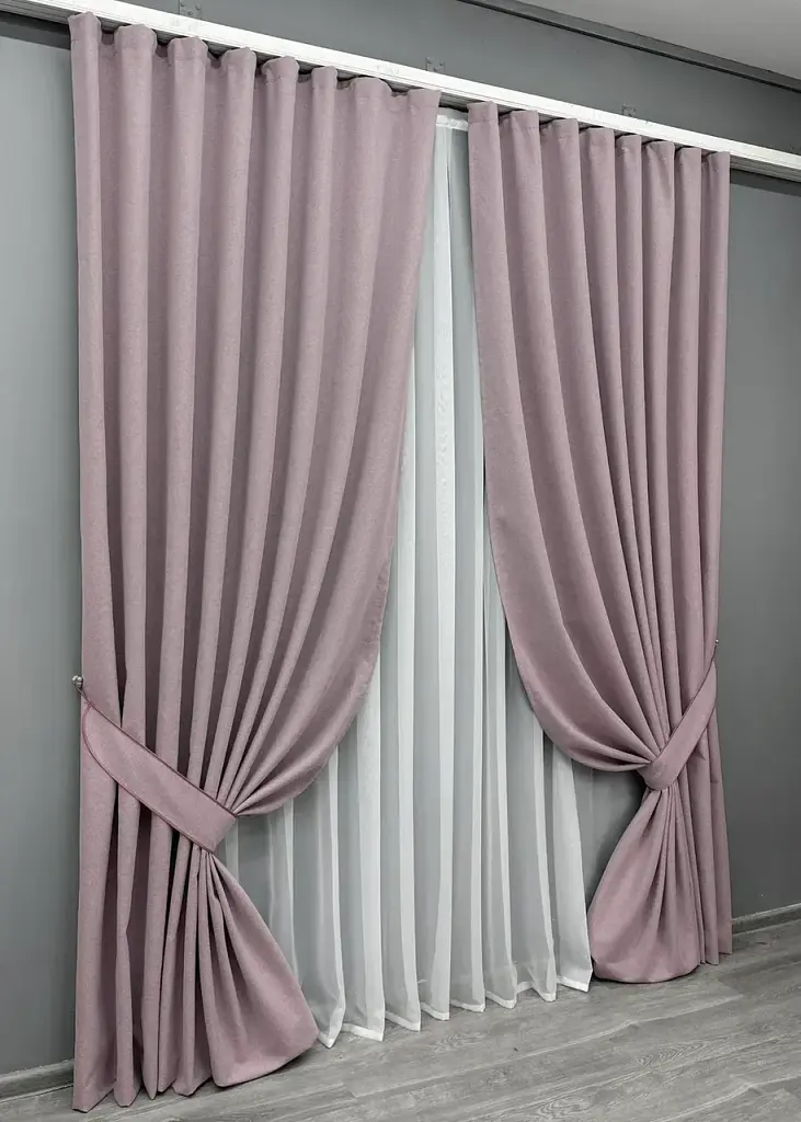 Комплект штор VR-Textil Ashen Night блекаут 2 шт 150x290 см пудровий (1843ш) - фото 3