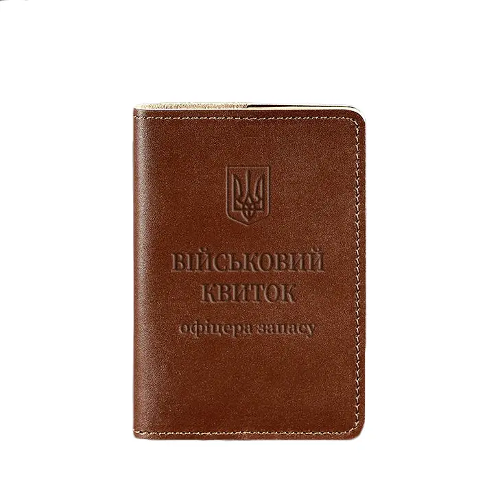 Шкіряна обкладинка для військового квитка офіцера запасу 8.0 світло-коричнева - фото 7