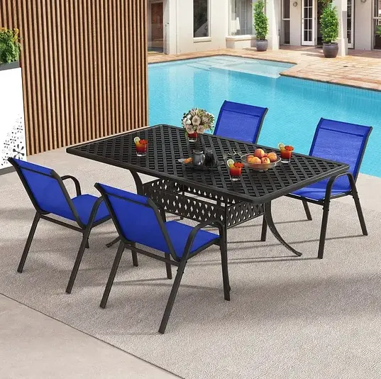 Комплект садових стільців Costway Patio з підлокітниками синій - фото 5