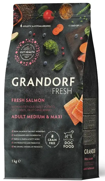 Сухий корм Grandorf FRESH SALMON & SWEET POTATO ADULT DOG MEDIUM & MAXI 1 кг