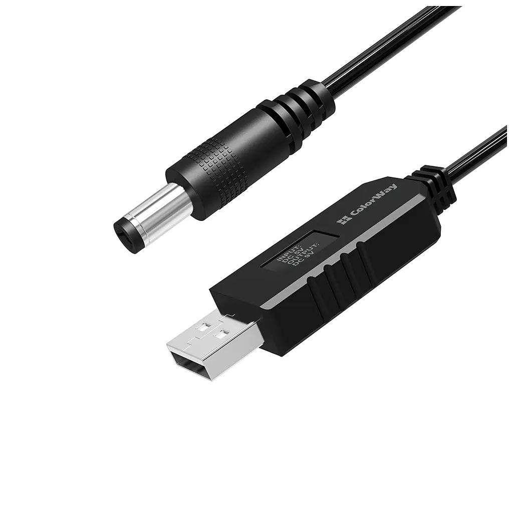 Кабель живлення USB to DC 5.5x2.5mm 9V 1.0m black ColorWay (CW-CBUD066-BK) - фото 3