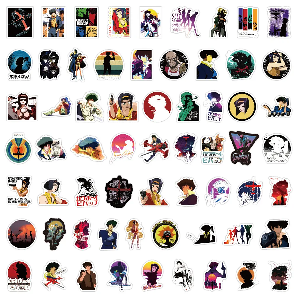 Стікерпак Ковбой Бібоп набір наклейок GeekLand Cowboy Bebop 60 штук - фото 2
