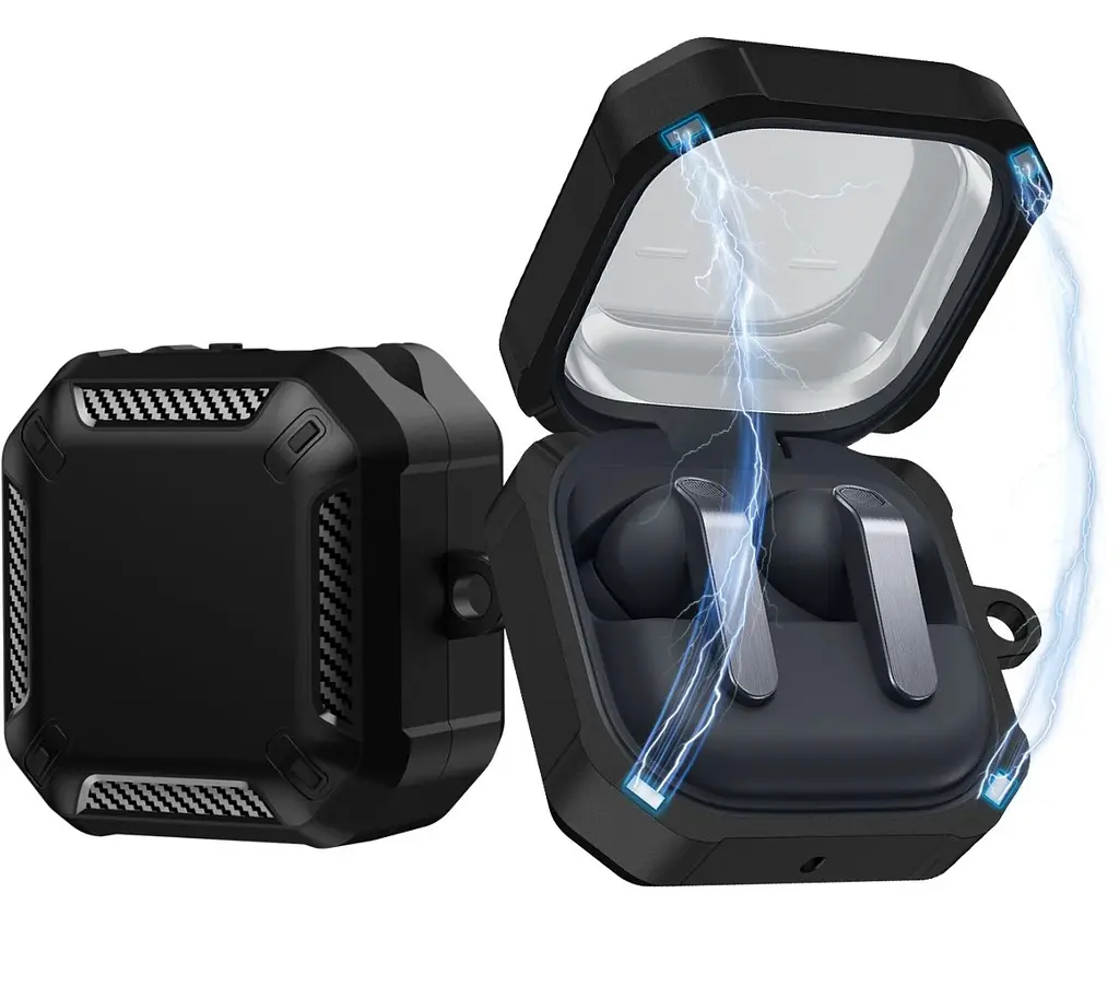 Чохол Primo Magnet Lock Rugged TPU для навушників Samsung Galaxy Buds 4 / Buds 4 Pro з карабіном - Black - фото 2