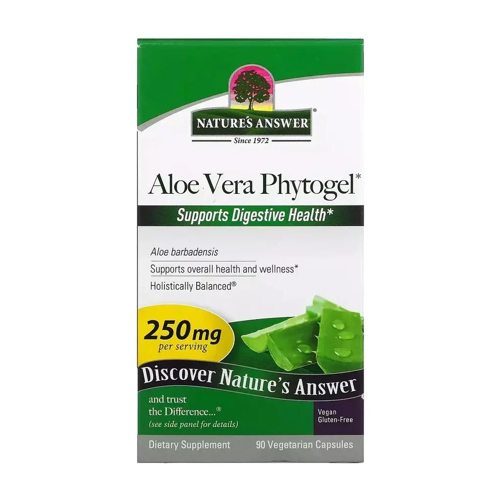 Трави Nature's Answer Алое віра фітогель, 250 мг, Aloe Vera Phytogel, 90 вегетаріанських (NTA-16114) - фото 2