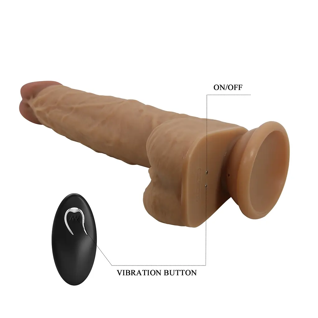 Вібратор на присосці PRETTY LOVE Jonathan 8,3 Light Brown, 3 vibration functions Thrusting Wireles PRETTY LOVE BW-008111W 100611 - фото 3