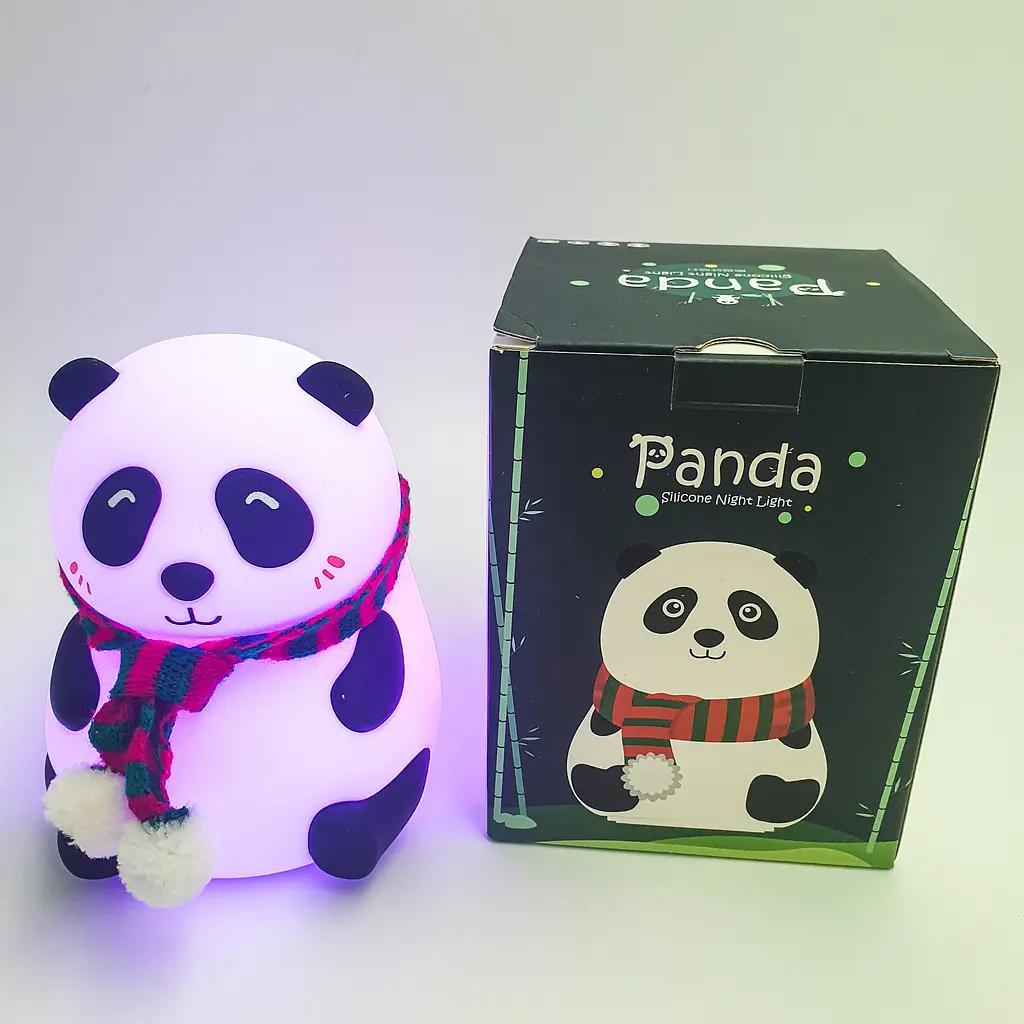 Силіконовий дитячий нічник Панда 7LED акумуляторний USB світильник іграшка 3D TOYS LAMP - фото 2
