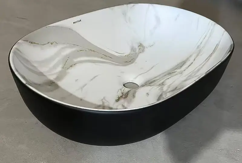 Умивальник накладний Mixxus Premium Ellipse-0105 marble-Black 600x400x150 мм MP6565, Мармур - фото 7