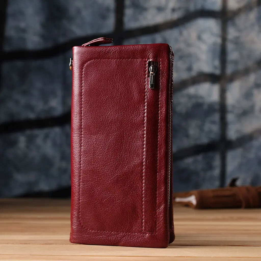 Шкіряний жіночий гаманець-клатч із відділенням під телефон ST Leather 23102 бордовий - фото 10