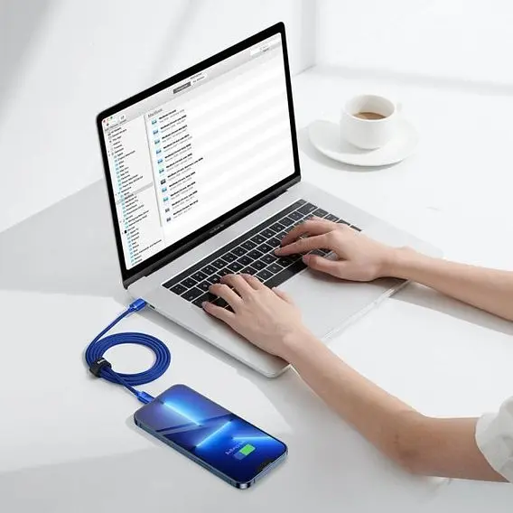 Кабель Baseus Crystal Shine Series USB-C to Lightning 20W 1.2m Blue (CAJY000203) [71412] - фото 4