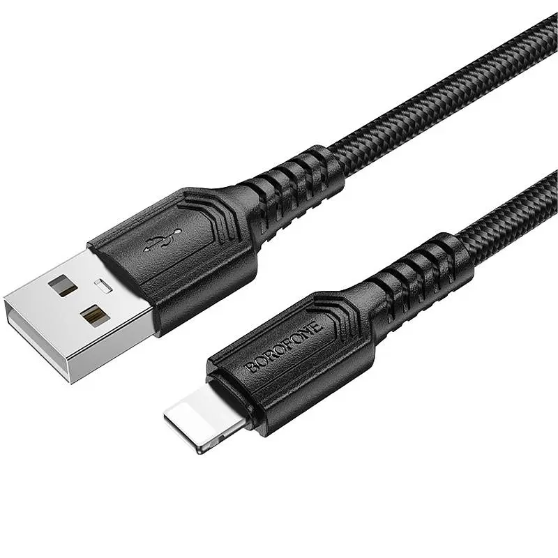 Дата кабель Borofone BX116 Certain USB to Lightning 2.4A (1m) Black - фото 2