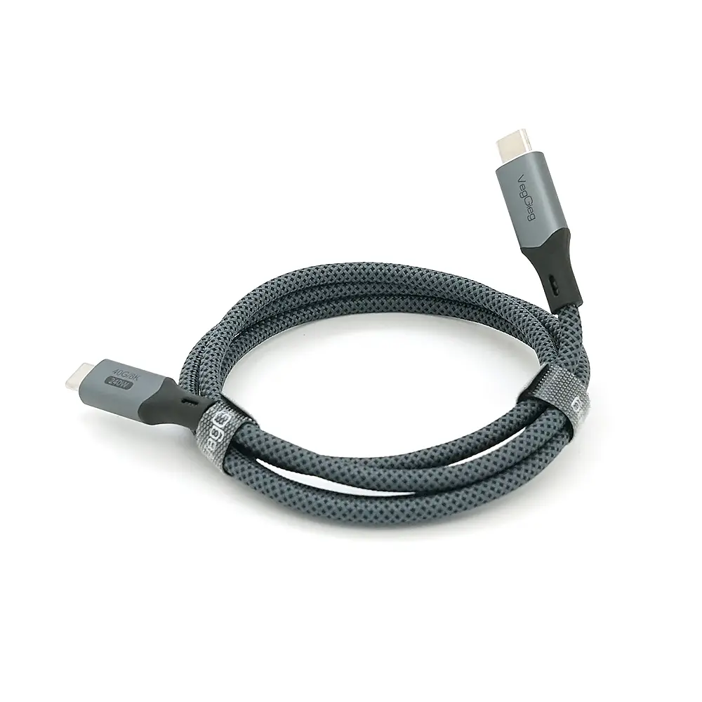 Кабель VEGGIEG V-U409, Type-C(Male) to Type-C(Male) PD cable, 240 Вт, струм 5 А, 40Gbps, Gray, довжина 1м, Box - фото 2