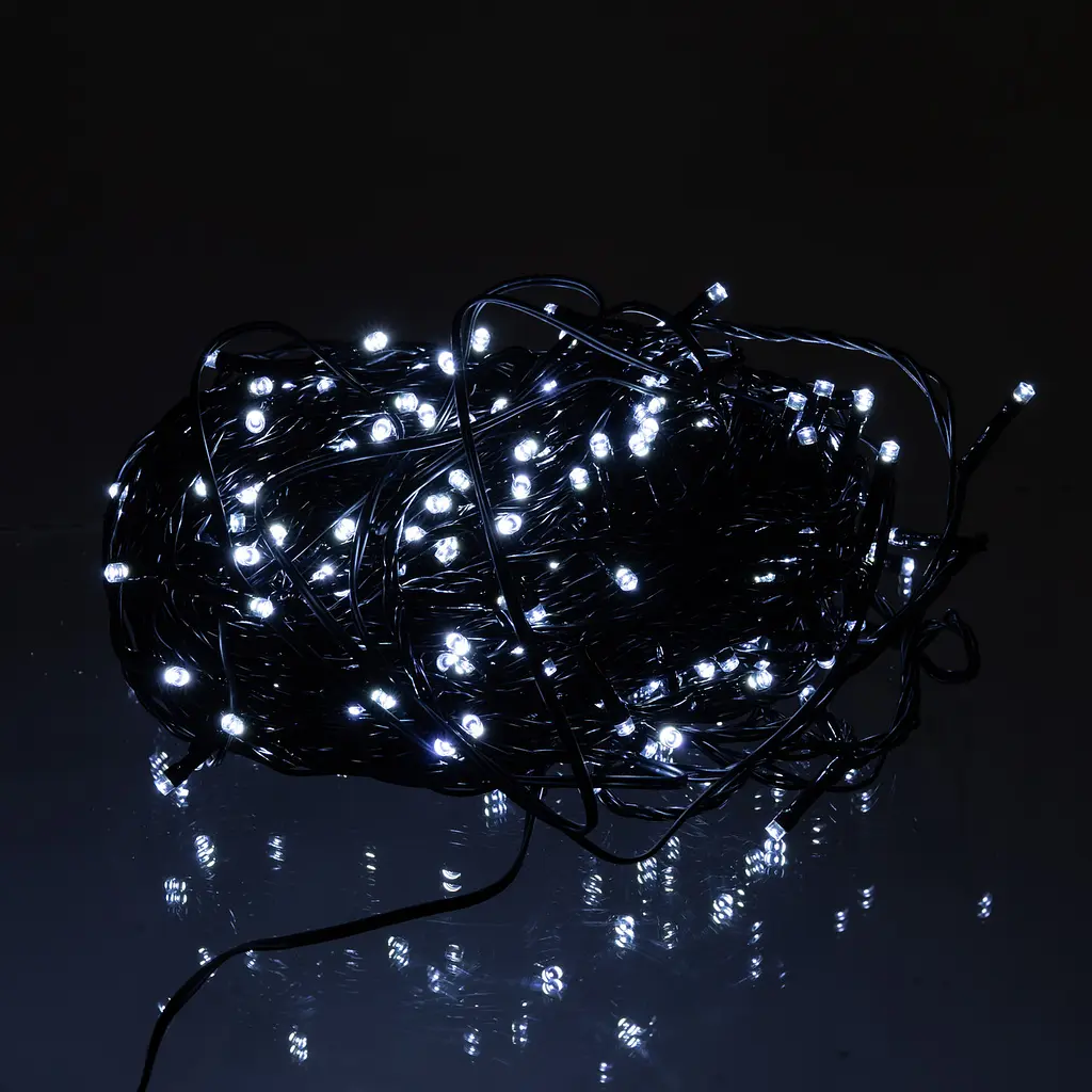 Новогодняя гирлянда уличная GarlandoPro 30 м 300 LED с солнечной батареей 8 режимов работы черный провод Белый SB300L30MBW - фото 2