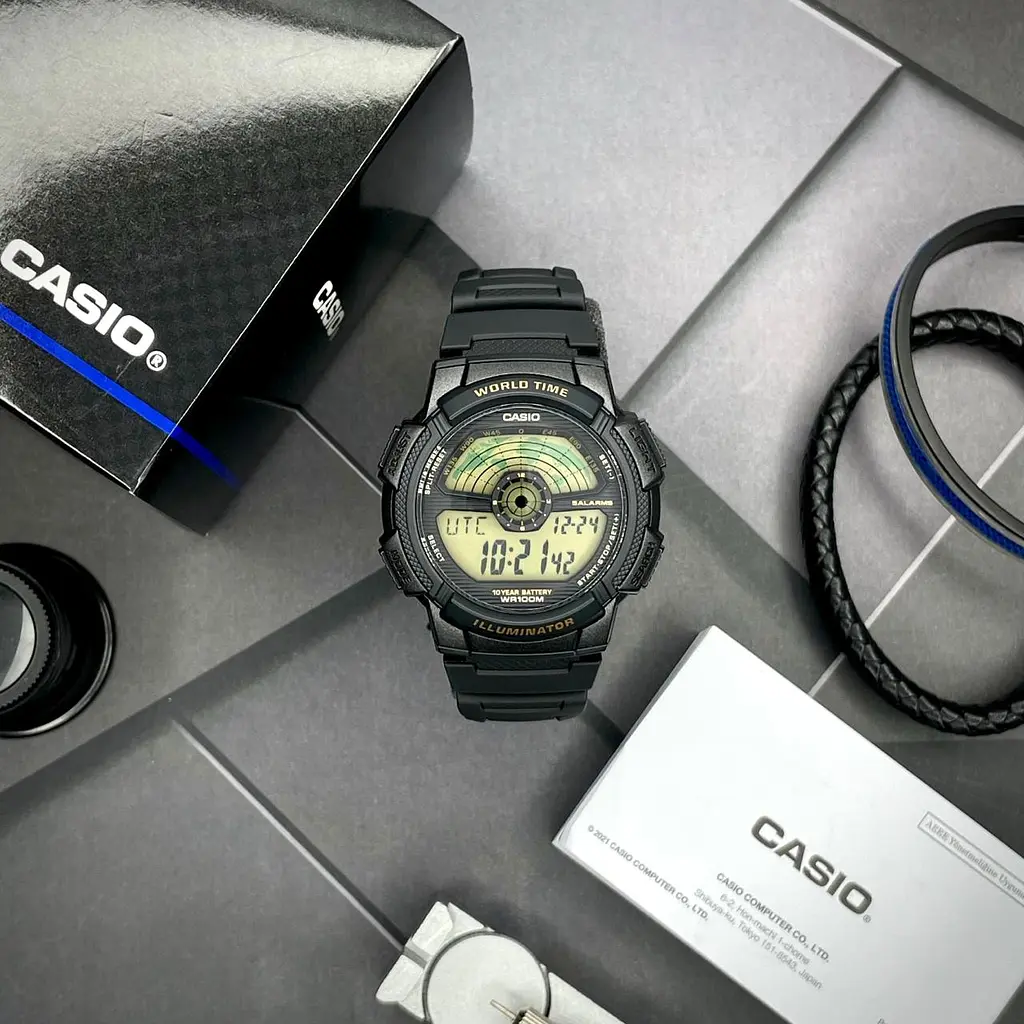 Чоловічий годинник Casio AE-1100W-1B Чорний ( AT1141-0284 ) - фото 6