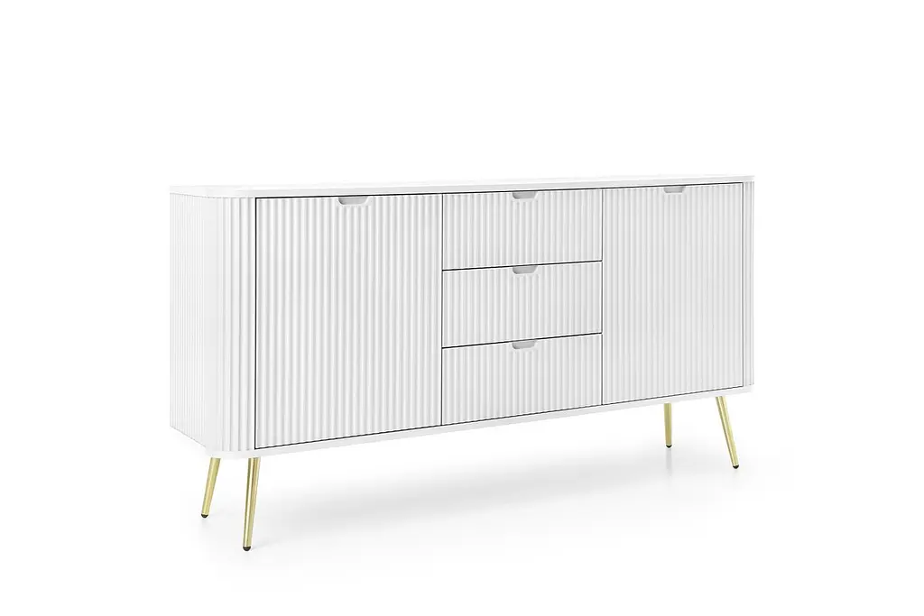 Комод Perfect Home Зова/Zova 2-дверный с 3 ящиками и золотыми ножками KSZ168 Белый (PFH-091280) - фото 4