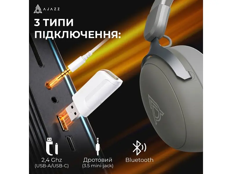 Навушники з мікрофоном Ajazz AHM08 MAX Grey (AHM08-MAX-GW) - фото 6