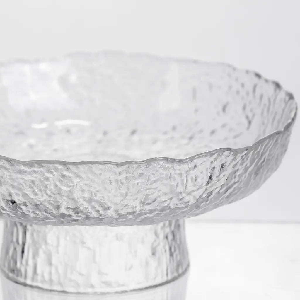 Фруктовниця на ніжці Ice Textured 20 см з крижаною текстурою скла Yiwu HP-34-89 - фото 5