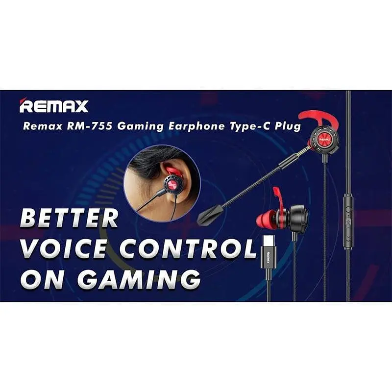 Проводные игровые вакуумные наушники Remax Type-C Gaming Headphone RM-755, 1.2m, black - фото 10