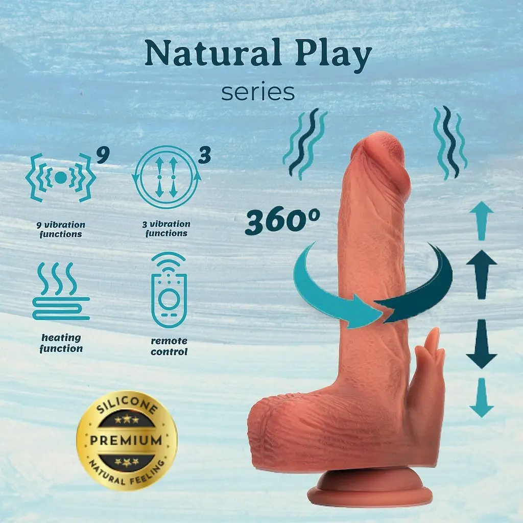 Вібратор Erospace Natural Play D7 Реалістичний з поштовхами, обертанням та підігрівом, 22,6 см - фото 2