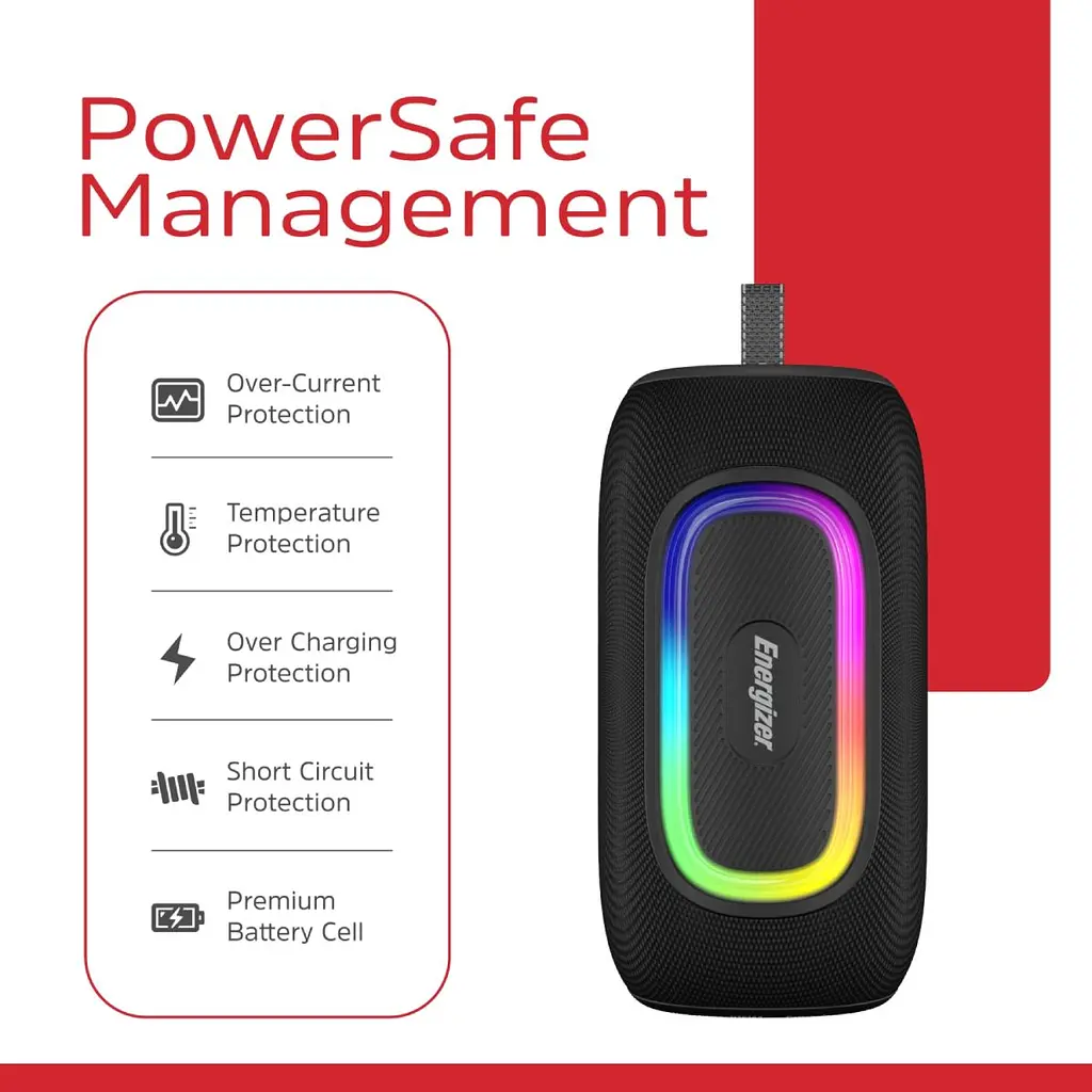 Акустична система 1.0 Energizer 16Вт Bluetooth 5.2/MicroSD/USB/AUX/FM,IPX65, чорна (BTS163) - фото 2