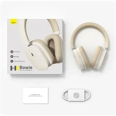 Бездротові навушники Baseus Bowie H1i Noise-Cancellation Wireless Headphones повнорозмірні білі A00050402223-00 - фото 6