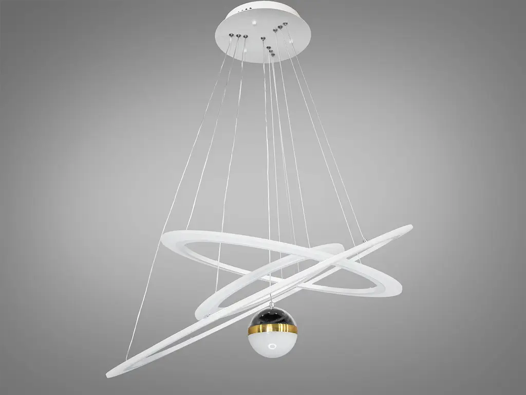 Люстра стельова LED Diasha 2328-800+600+400WH 145W, біла, діаметр 80 см, сучасний стиль для дому - фото 4