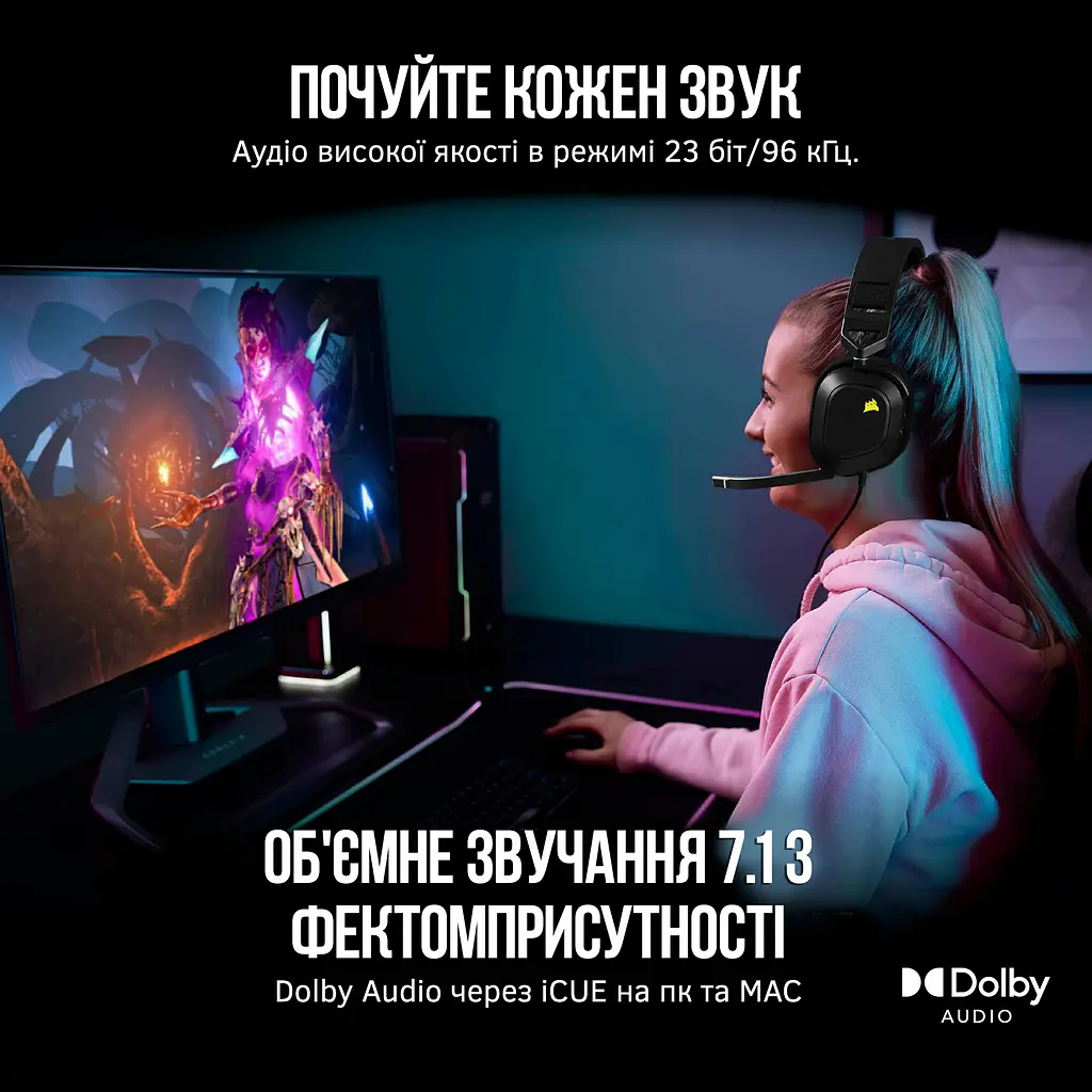 Навушники Corsair HS80 RGB USB Headset Carbon (CA-9011237-EU) - фото 2