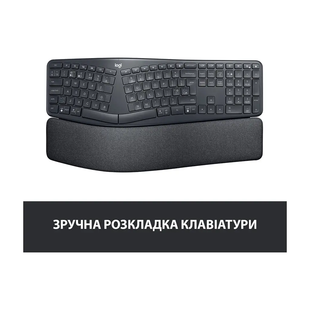 Клавіатура Logitech ERGO K860 Bluetooth/Wireless UA Black (920-010108) - фото 3