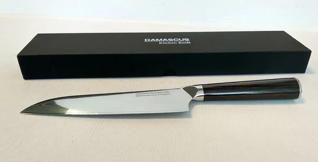 Ніж сантоку 18 см Damascus DK-HJ 6003 AUS-10 Дамаська сталь 67 шарів - фото 2