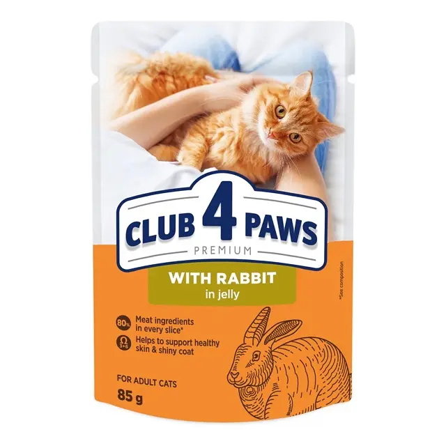 Вологий корм для котів Club 4 Paws c кроликом у желе 85 г B5620101