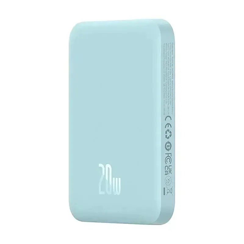 Магнітний портативний павербанк із бездротовою зарядкою Baseus Magnetic 20 W 6000 mAh для iPhone блакитний - фото 3