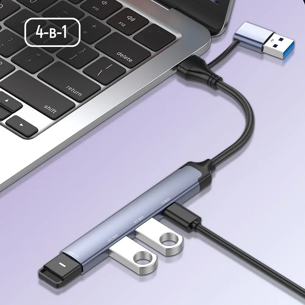 Хаб USB СolorWay USB-A/USB-C 4-в-1 USB2.0х2/USB3.0/USB-C2.0 - фото 7