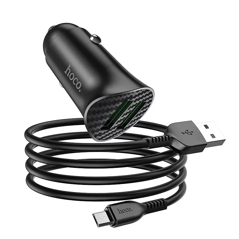 Адаптер автомобильный HOCO Micro USB кабель Farsighted dual port QC3.0 car charger set Z39 |2USB, QC3.0, 3A/18W| - фото 2