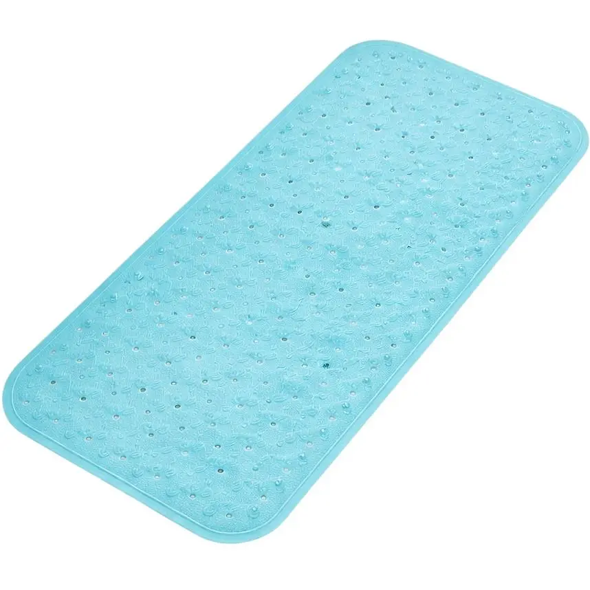 Гумовий килимок на присосках 95х35 у ванну душ резиновий противоскользящий коврик для дорослих дітей на дно ванної кімнати антиковзаючий бірюзовий  - фото 2