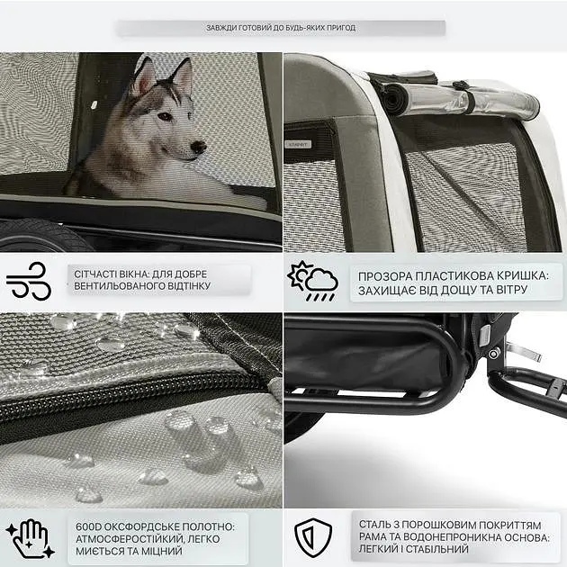 Причіп-коляска для собаки Klarfit Husky Vario (10039888) - фото 5