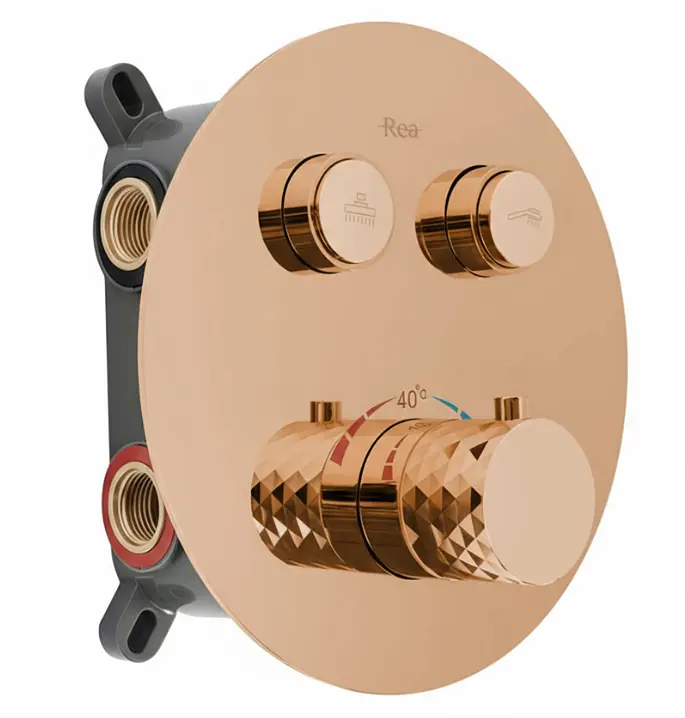 Душова система прихованого монтажу з термостатом Rea Lungo Diamond + Box copper REA-P6968 - фото 4